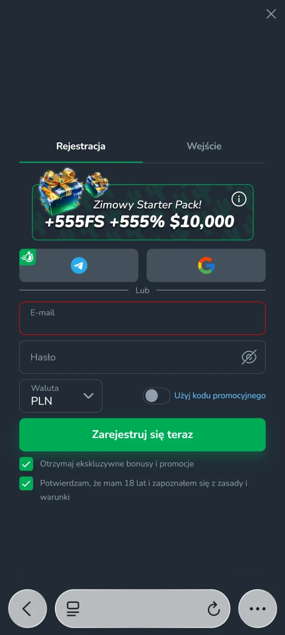 Zarejestruj się w Cactus Casino za pomocą urządzenia z systemem iOS.