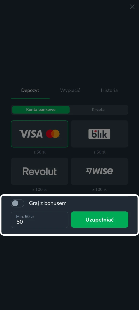 Potwierdź wpłatę na konto Cactus Casino.