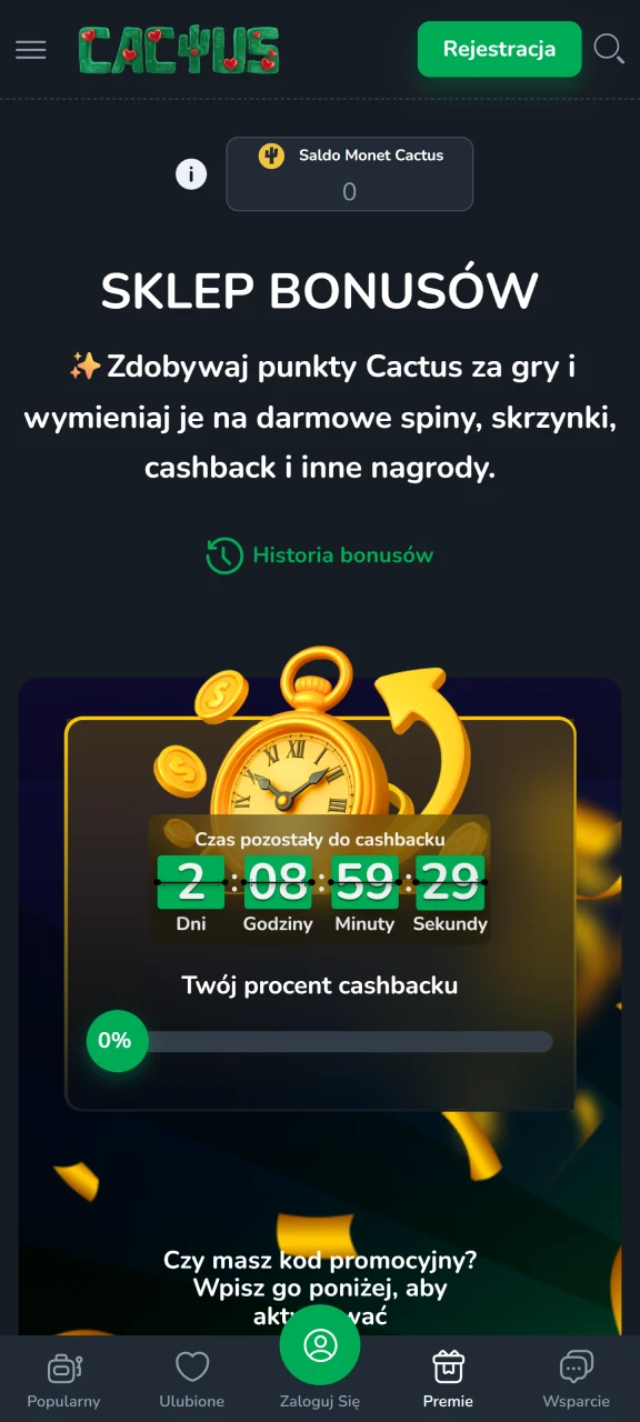 Sprawdź bonusy dostępne w Cactus Casino.