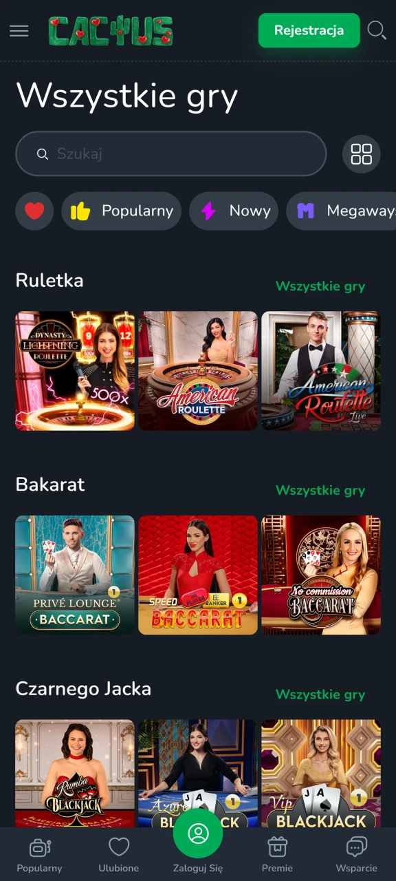 Zagraj z prawdziwymi krupierami w Cactus Casino.