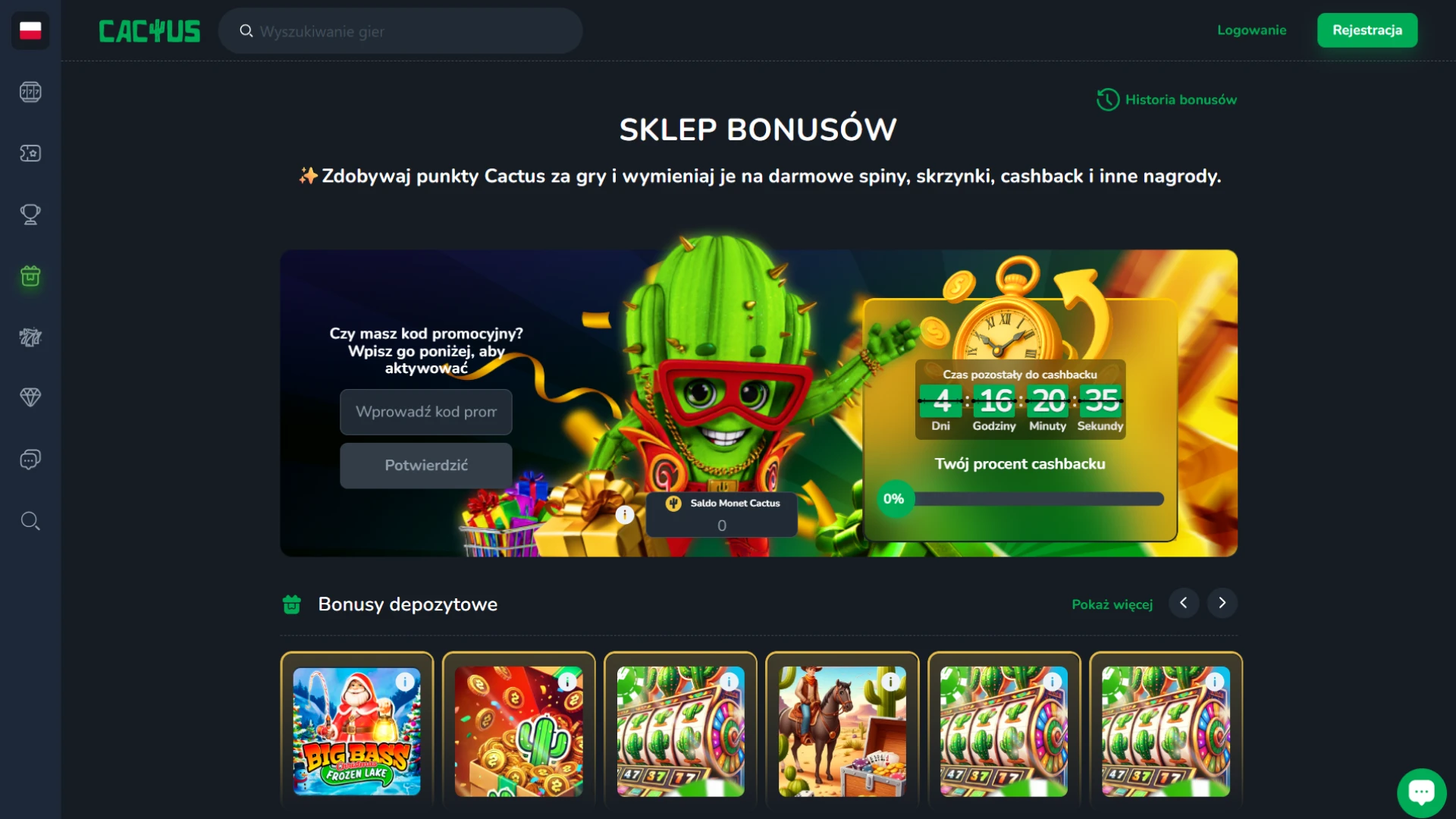 Zdobądź bonusy z oficjalnej platformy Cactus Casino.