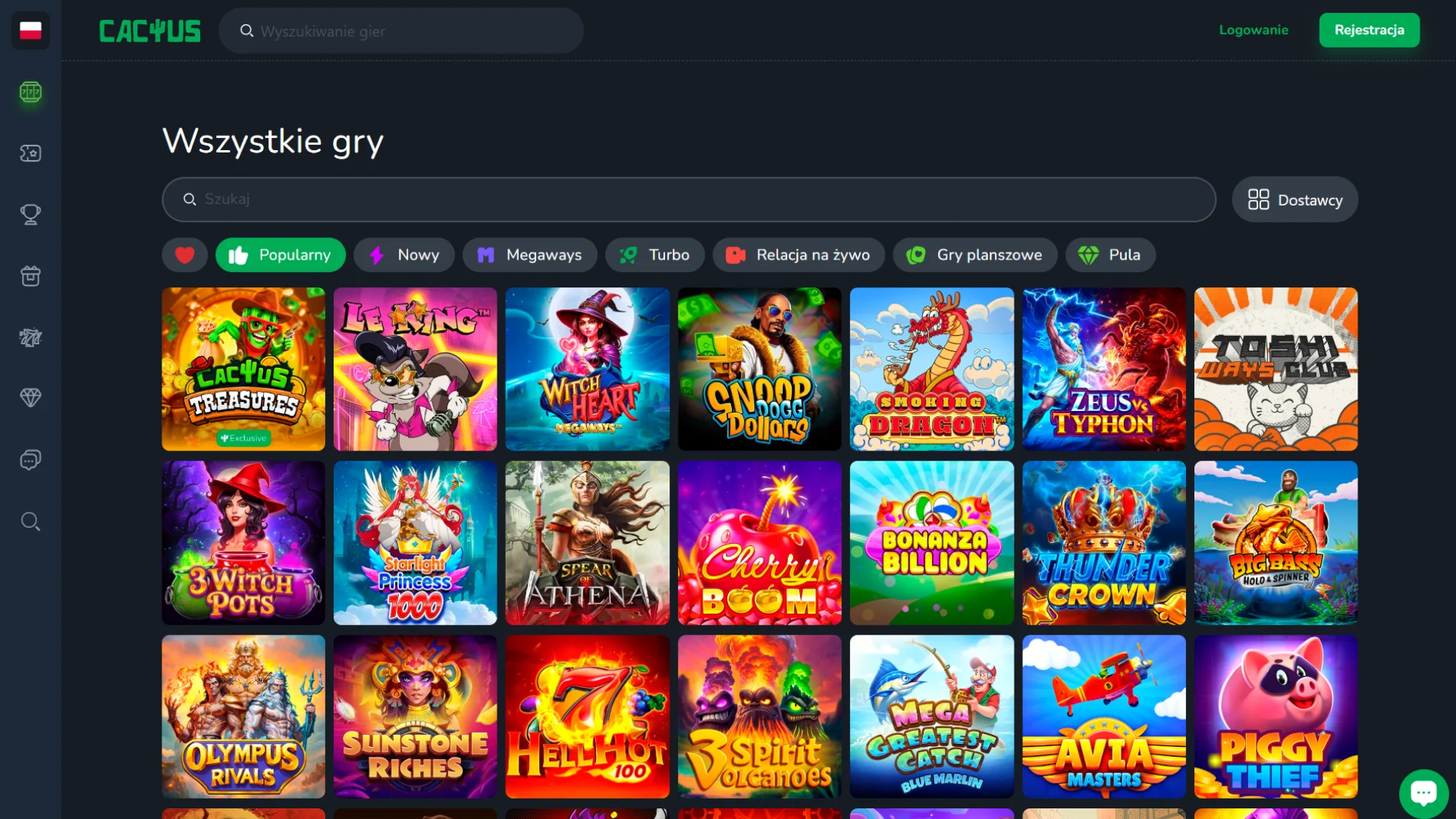 Wybierz grę i zacznij wygrywać na platformie Cactus Casino.