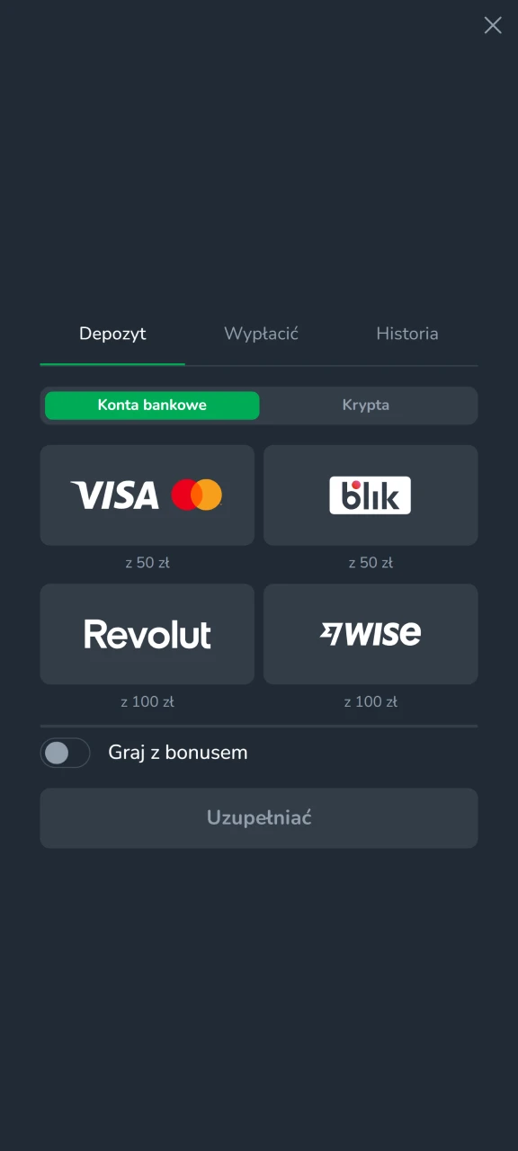 Wpłać środki na swoje konto w Cactus Casino.