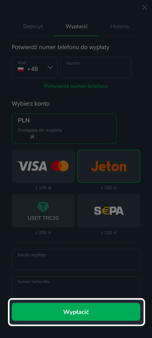 Zakończ wypłatę w Cactus Casino i poczekaj na zakończenie transakcji.